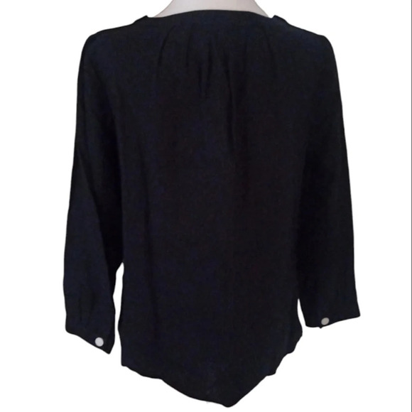 J. Crew Women's Navy Blue White Contrasting Button Detail Linen Blouse Size XS - Picture 2 of 7